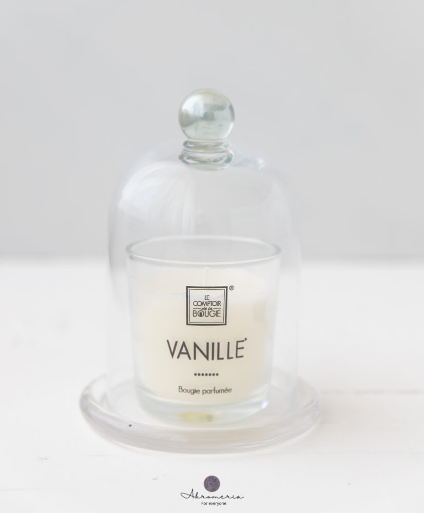 Kvepianti aromatinė žvakė"Vanilla"  su stikliniu gaubtu